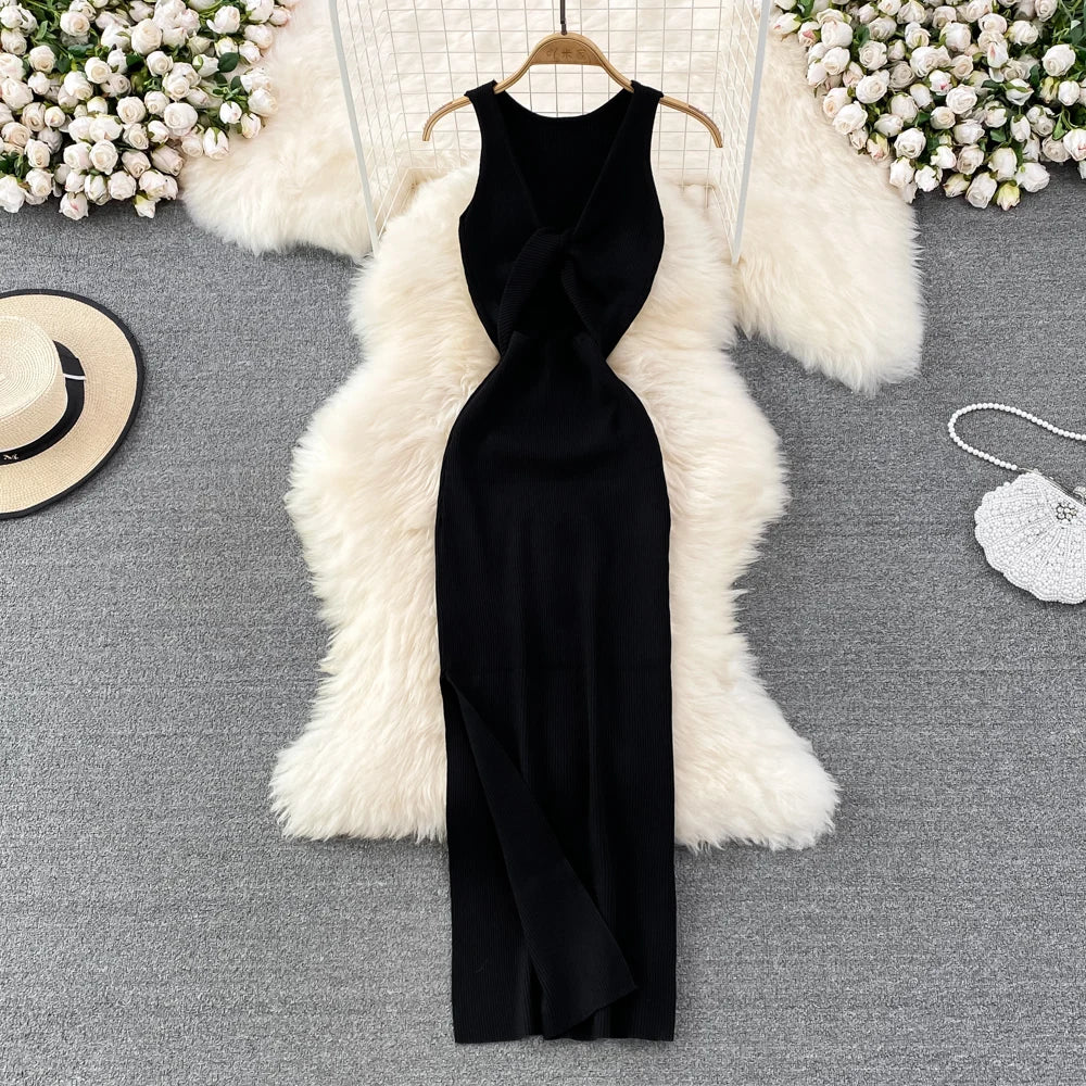 Abito lungo da donna Avvolgente sui fianchi - Sogni di moda - Sogni di moda - 14:193;5:200003528 - YuooMuoo Women Dress Sexy Wrap Hips Two Sides Available Split One - Piece Long Dress Fashion Knot Knitted Bodycon Party Robe Femme - Sogni di moda - Sogni di moda - 14:193;5:200003528 - 48263990903131 - Black - One Size - Black - One Size -