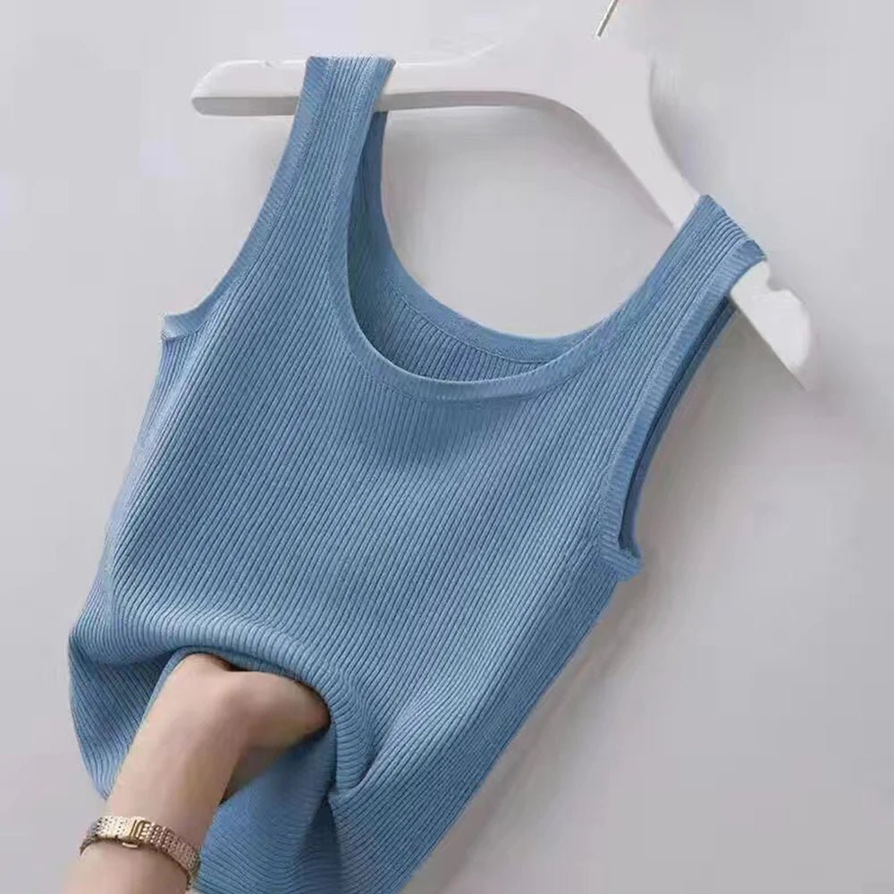 Canotta,Top da donna lavorata a maglia a tinta unita canotta basic con spalline larghe senza top corto gilet da ragazza per top da donna - Sogni di moda - Sogni di moda - 14:173;5:200000990 - Women Ribbed Knitted Tank Top Solid Color Basic Strapy Camisole Sleeveless Crop Tops Square Neck Girls Vest for Women Tops - Sogni di moda - Sogni di moda - 14:173;5:200000990 - 48216330633563|48216330666331|48216330731867|48216331026779|48216331059547|48216331092315|48216331125083 - Blue - 4XL - Blue - 4XL