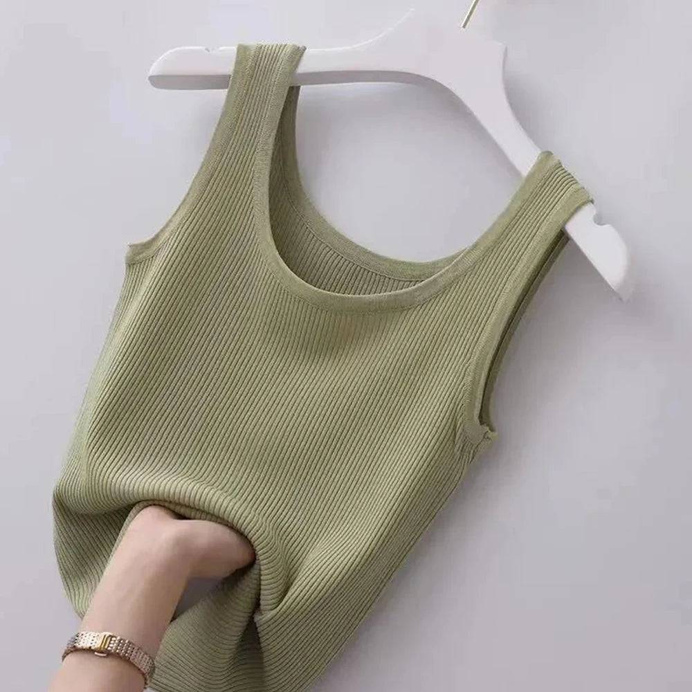Canotta,Top da donna lavorata a maglia a tinta unita canotta basic con spalline larghe senza top corto gilet da ragazza per top da donna - Sogni di moda - Sogni di moda - 14:175;5:361386 - Women Ribbed Knitted Tank Top Solid Color Basic Strapy Camisole Sleeveless Crop Tops Square Neck Girls Vest for Women Tops - Sogni di moda - Sogni di moda - 14:175;5:361386 - 48216329945435|48216330043739|48216330109275|48216330895707|48216330928475|48216330961243|48216330994011 - Green - M - Green - M -