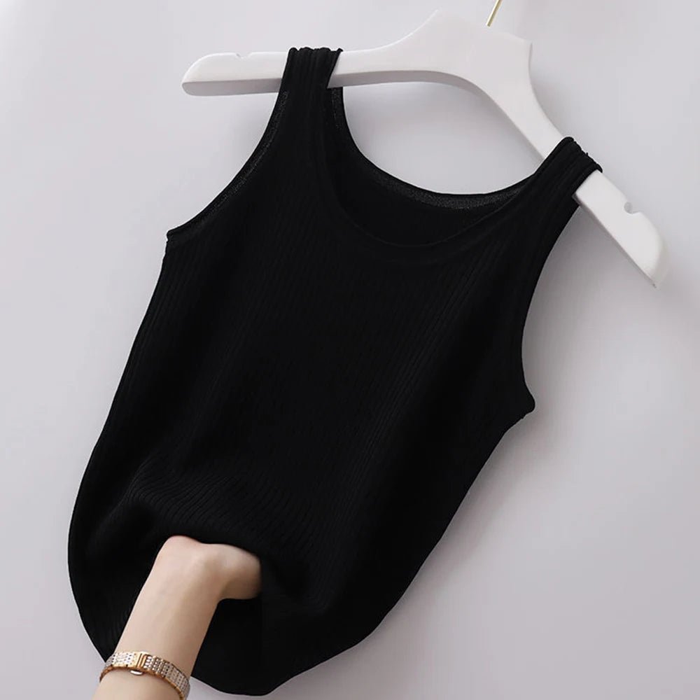 Canotta,Top da donna lavorata a maglia a tinta unita canotta basic con spalline larghe senza top corto gilet da ragazza per top da donna - Sogni di moda - Sogni di moda - 14:193;5:361385 - Women Ribbed Knitted Tank Top Solid Color Basic Strapy Camisole Sleeveless Crop Tops Square Neck Girls Vest for Women Tops - Sogni di moda - Sogni di moda - 14:193;5:361385 - 48216329519451|48216329552219|48216329584987|48216329617755|48216329650523|48216329683291|48216329748827 - Black - L - Black - L -