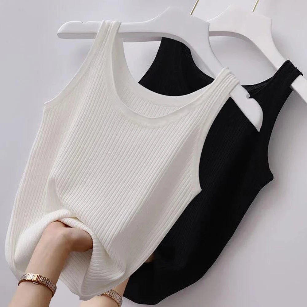 Canotta,Top da donna lavorata a maglia a tinta unita canotta basic con spalline larghe senza top corto gilet da ragazza per top da donna - Sogni di moda - Sogni di moda - 14:193;5:361385 - Women Ribbed Knitted Tank Top Solid Color Basic Strapy Camisole Sleeveless Crop Tops Square Neck Girls Vest for Women Tops - Sogni di moda - Sogni di moda - 14:193;5:361385 - Women Ribbed Knitted Tank Top Solid Color Basic Strapy Camisole Sleeveless Crop Tops Square Neck Girls Vest for Women Tops - Sogni di mo