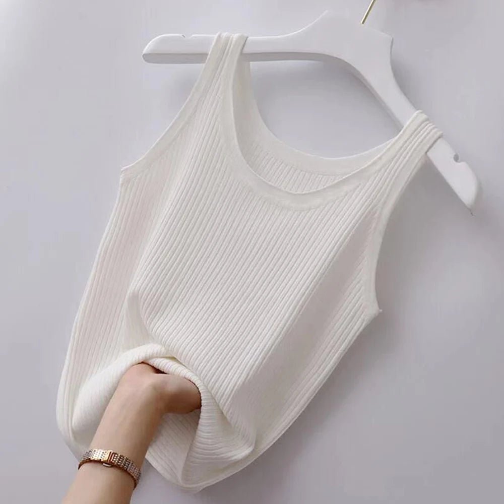 Canotta,Top da donna lavorata a maglia a tinta unita canotta basic con spalline larghe senza top corto gilet da ragazza per top da donna - Sogni di moda - Sogni di moda - 14:29;5:361386 - Women Ribbed Knitted Tank Top Solid Color Basic Strapy Camisole Sleeveless Crop Tops Square Neck Girls Vest for Women Tops - Sogni di moda - Sogni di moda - 14:29;5:361386 - 48216329716059|48216330174811|48216330240347|48216330338651|48216330371419|48216330469723|48216330535259 - WHITE - M - WHITE - M -