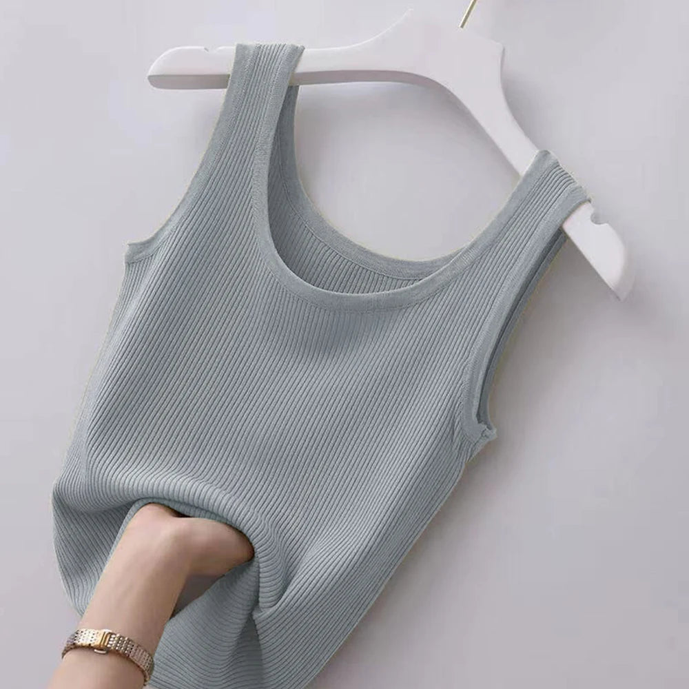 Canotta,Top da donna lavorata a maglia a tinta unita canotta basic con spalline larghe senza top corto gilet da ragazza per top da donna - Sogni di moda - Sogni di moda - 14:771#grey;5:200000989#2XL - Women Ribbed Knitted Tank Top Solid Color Basic Strapy Camisole Sleeveless Crop Tops Square Neck Girls Vest for Women Tops - Sogni di moda - Sogni di moda - 14:771#grey;5:200000989#2XL - 48216329781595|48216329814363|48216329847131|48216329879899|48216329978203|48216330568027|48216330600795 - grey