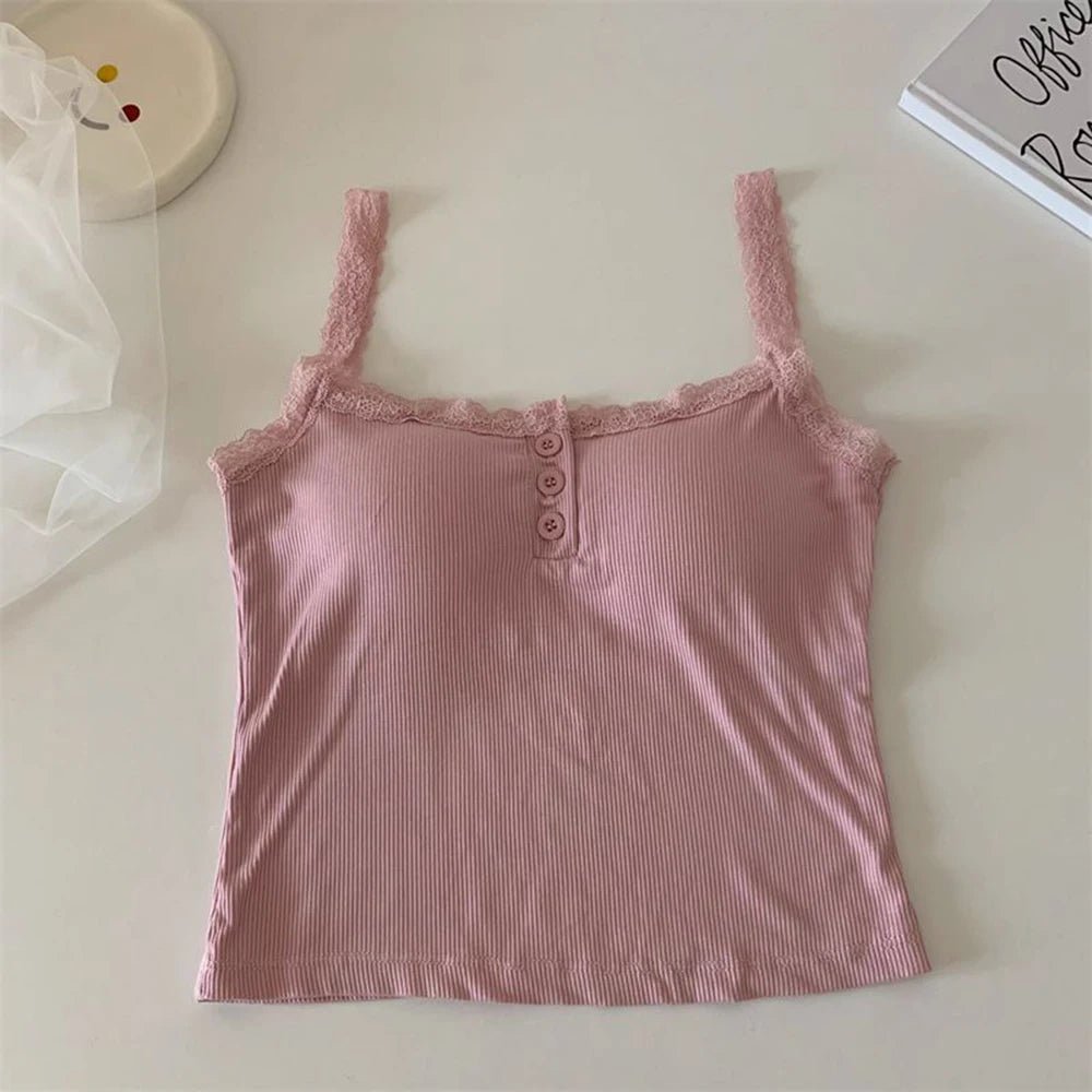 Donne Canotta Canotte Pizzo Botton Gilet Top Crop Top Strappy Ladies Camisole Canotte Pianura Stile Coreano T Shirt Vestiti - Sogni di moda - Sogni di moda - 14:1052;5:200003528 - Donne Canotta Canotte Pizzo Botton Gilet Top Crop Top Strappy Ladies Camisole Canotte Pianura Stile Coreano T Shirt Vestiti - Sogni di moda - Sogni di moda - 14:1052;5:200003528 - 48216347083099 - Pink - One Size - Pink - One Size -