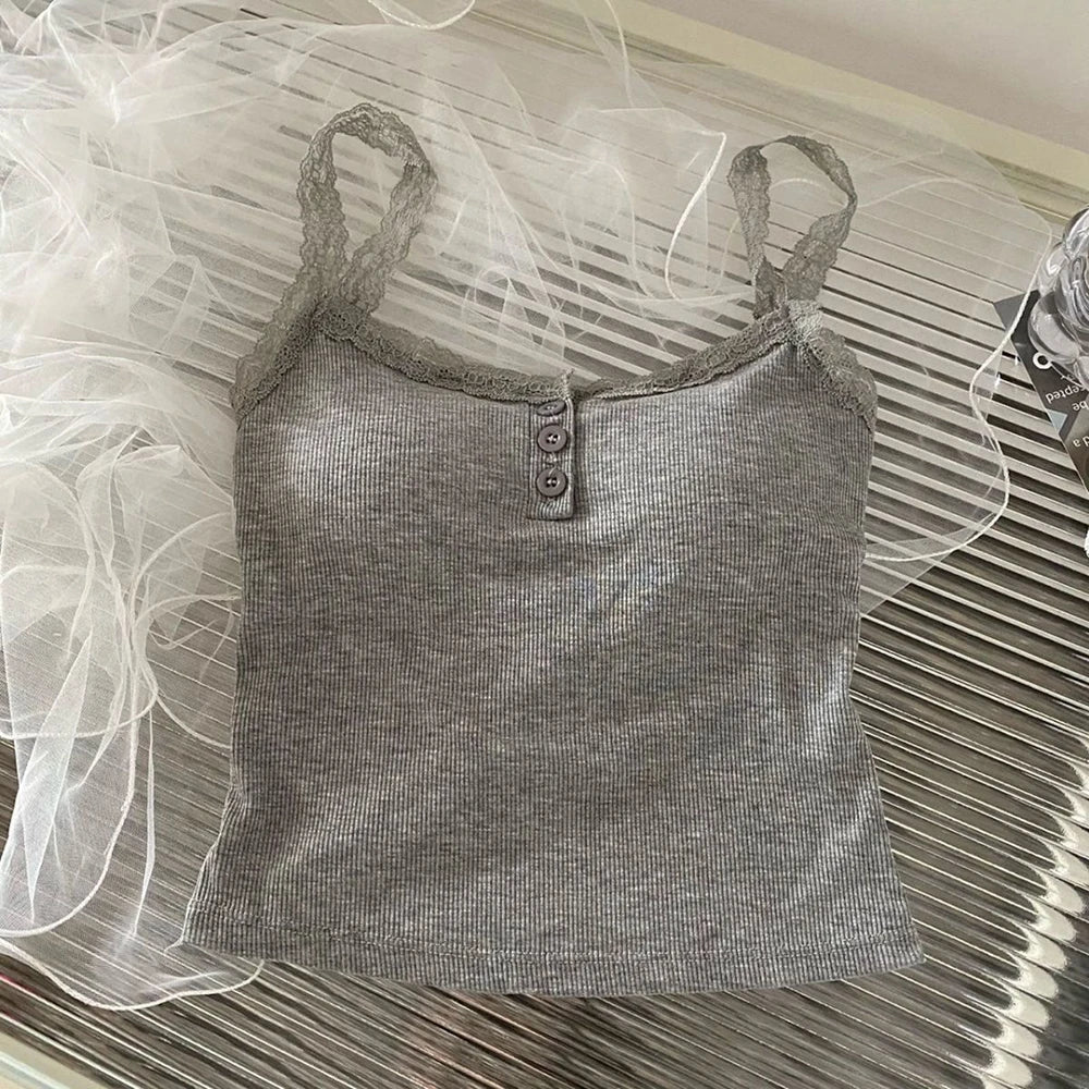 Donne Canotta Canotte Pizzo Botton Gilet Top Crop Top Strappy Ladies Camisole Canotte Pianura Stile Coreano T Shirt Vestiti - Sogni di moda - Sogni di moda - 14:771#grey;5:200003528 - Donne Canotta Canotte Pizzo Botton Gilet Top Crop Top Strappy Ladies Camisole Canotte Pianura Stile Coreano T Shirt Vestiti - Sogni di moda - Sogni di moda - 14:771#grey;5:200003528 - 48216347050331 - grey - One Size - grey - One Size -