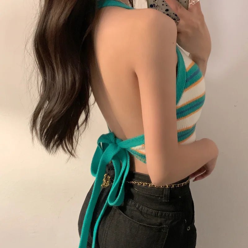 HELIAR Donne A Righe Senza Schiena Senza Schiena Halter Top Da Donna Lavorato A Maglia Crop Canotte Fasciatura Carino Top Donne 2024 Estate - Sogni di moda - Sogni di moda - 14:173#BLUE;5:200003528 - HELIAR Donne A Righe Senza Schiena Senza Schiena Halter Top Da Donna Lavorato A Maglia Crop Canotte Fasciatura Carino Top Donne 2024 Estate - Sogni di moda - Sogni di moda - 14:173#BLUE;5:200003528 - HELIAR Donne A Righe Senza Schiena Senza Schiena Halter Top Da Donna Lavorato A Maglia Crop Canotte