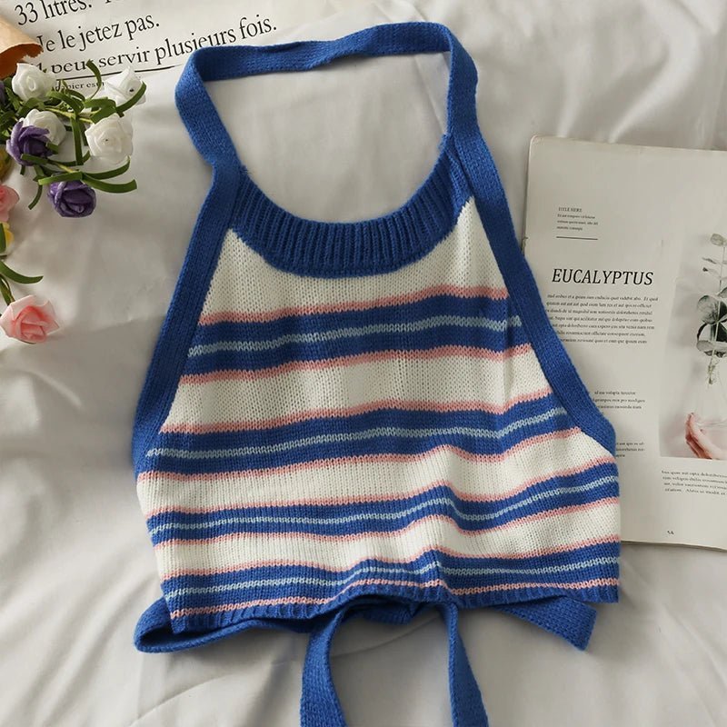 HELIAR Donne A Righe Senza Schiena Senza Schiena Halter Top Da Donna Lavorato A Maglia Crop Canotte Fasciatura Carino Top Donne 2024 Estate - Sogni di moda - Sogni di moda - 14:173#BLUE;5:200003528 - HELIAR Donne A Righe Senza Schiena Senza Schiena Halter Top Da Donna Lavorato A Maglia Crop Canotte Fasciatura Carino Top Donne 2024 Estate - Sogni di moda - Sogni di moda - 14:173#BLUE;5:200003528 - HELIAR Donne A Righe Senza Schiena Senza Schiena Halter Top Da Donna Lavorato A Maglia Crop Canotte
