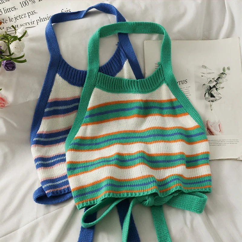 HELIAR Donne A Righe Senza Schiena Senza Schiena Halter Top Da Donna Lavorato A Maglia Crop Canotte Fasciatura Carino Top Donne 2024 Estate - Sogni di moda - Sogni di moda - 14:173#BLUE;5:200003528 - HELIAR Donne A Righe Senza Schiena Senza Schiena Halter Top Da Donna Lavorato A Maglia Crop Canotte Fasciatura Carino Top Donne 2024 Estate - Sogni di moda - Sogni di moda - 14:173#BLUE;5:200003528 - HELIAR Donne A Righe Senza Schiena Senza Schiena Halter Top Da Donna Lavorato A Maglia Crop Canotte