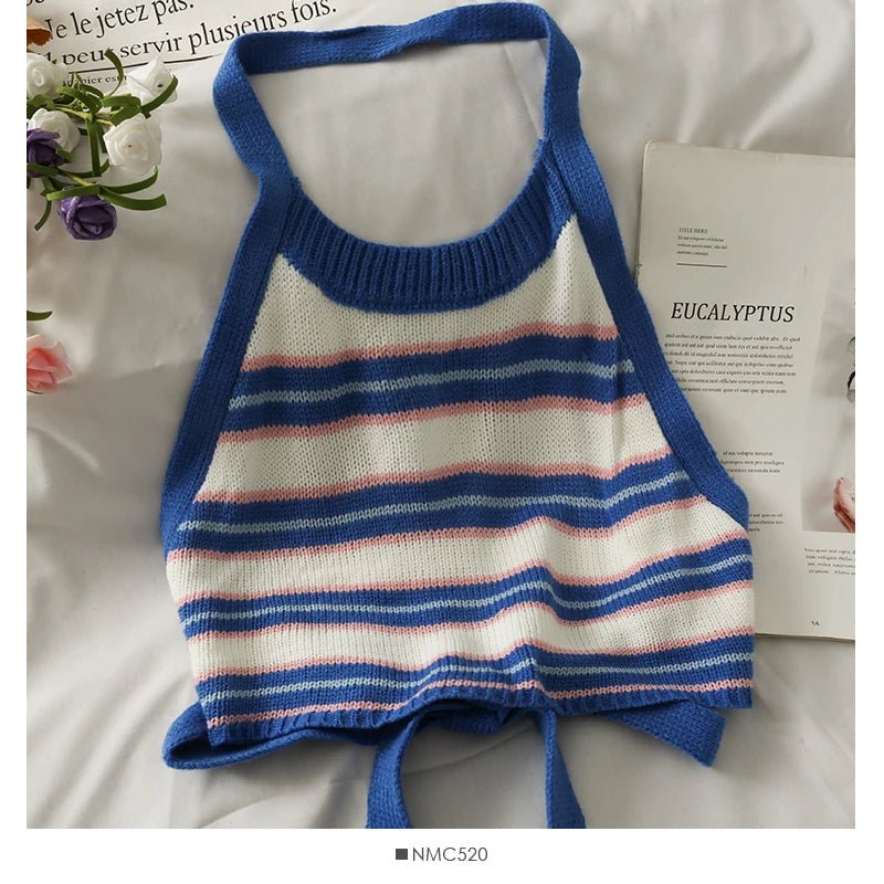 HELIAR Donne A Righe Senza Schiena Senza Schiena Halter Top Da Donna Lavorato A Maglia Crop Canotte Fasciatura Carino Top Donne 2024 Estate - Sogni di moda - Sogni di moda - 14:173#BLUE;5:200003528 - HELIAR Donne A Righe Senza Schiena Senza Schiena Halter Top Da Donna Lavorato A Maglia Crop Canotte Fasciatura Carino Top Donne 2024 Estate - Sogni di moda - Sogni di moda - 14:173#BLUE;5:200003528 - 48216286986587 - BLUE - One Size - BLUE - One Size -