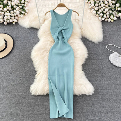 Abito lungo da donna Avvolgente sui fianchi - Sogni di moda - Sogni di moda - 14:203027876;5:200003528 - YuooMuoo Women Dress Sexy Wrap Hips Two Sides Available Split One - Piece Long Dress Fashion Knot Knitted Bodycon Party Robe Femme - Sogni di moda - Sogni di moda - 14:203027876;5:200003528 - 48263990608219 - Light Green - One Size - Light Green - One Size - 