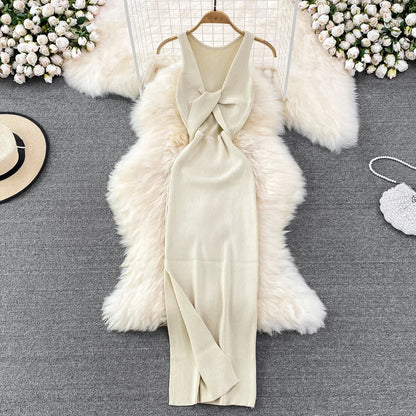 Abito lungo da donna Avvolgente sui fianchi - Sogni di moda - Sogni di moda - 14:771;5:200003528 - YuooMuoo Women Dress Sexy Wrap Hips Two Sides Available Split One - Piece Long Dress Fashion Knot Knitted Bodycon Party Robe Femme - Sogni di moda - Sogni di moda - 14:771;5:200003528 - 48263990444379 - Beige - One Size - Beige - One Size - 