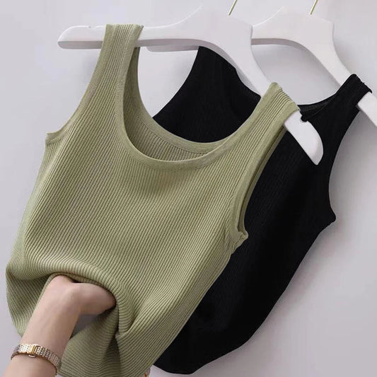 Canotta,Top da donna lavorata a maglia a tinta unita canotta basic con spalline larghe senza top corto gilet da ragazza per top da donna - Sogni di moda - Sogni di moda - 14:193;5:361385 - Women Ribbed Knitted Tank Top Solid Color Basic Strapy Camisole Sleeveless Crop Tops Square Neck Girls Vest for Women Tops - Sogni di moda - Sogni di moda - 14:193;5:361385 - Women Ribbed Knitted Tank Top Solid Color Basic Strapy Camisole Sleeveless Crop Tops Square Neck Girls Vest for Women Tops - Sogni di mo