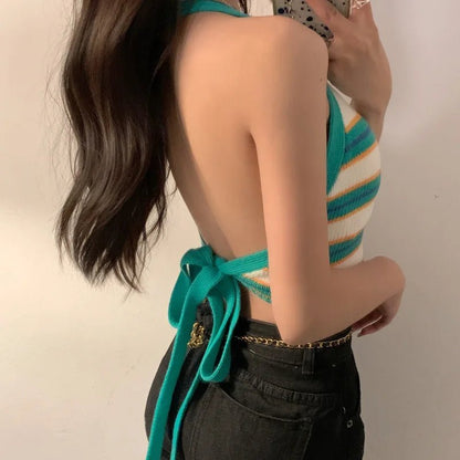 HELIAR Donne A Righe Senza Schiena Senza Schiena Halter Top Da Donna Lavorato A Maglia Crop Canotte Fasciatura Carino Top Donne 2024 Estate - Sogni di moda - Sogni di moda - 14:173#BLUE;5:200003528 - HELIAR Donne A Righe Senza Schiena Senza Schiena Halter Top Da Donna Lavorato A Maglia Crop Canotte Fasciatura Carino Top Donne 2024 Estate - Sogni di moda - Sogni di moda - 14:173#BLUE;5:200003528 - HELIAR Donne A Righe Senza Schiena Senza Schiena Halter Top Da Donna Lavorato A Maglia Crop Canotte 