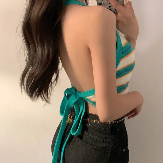 HELIAR Donne A Righe Senza Schiena Senza Schiena Halter Top Da Donna Lavorato A Maglia Crop Canotte Fasciatura Carino Top Donne 2024 Estate - Sogni di moda - Sogni di moda - 14:173#BLUE;5:200003528 - HELIAR Donne A Righe Senza Schiena Senza Schiena Halter Top Da Donna Lavorato A Maglia Crop Canotte Fasciatura Carino Top Donne 2024 Estate - Sogni di moda - Sogni di moda - 14:173#BLUE;5:200003528 - HELIAR Donne A Righe Senza Schiena Senza Schiena Halter Top Da Donna Lavorato A Maglia Crop Canotte 