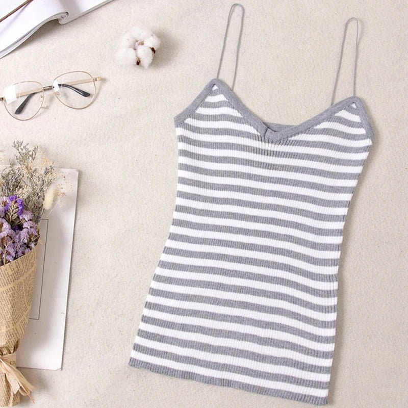 HELIAR Donne Solido Senza Maniche Di Base Crop Top Spaghetti Con Cinturino A O - Collo Canotte Slim Fit Plain Top Per Le Donne 2024 Estate - Sogni di moda - Sogni di moda - 14:200004890#STRIPE GREY;5:200003528 - HELIAR Donne Solido Senza Maniche Di Base Crop Top Spaghetti Con Cinturino A O - Collo Canotte Slim Fit Plain Top Per Le Donne 2024 Estate - Sogni di moda - Sogni di moda - 14:200004890#STRIPE GREY;5:200003528 - 48216290689371 - STRIPE GREY - One Size - STRIPE GREY - One Size - 