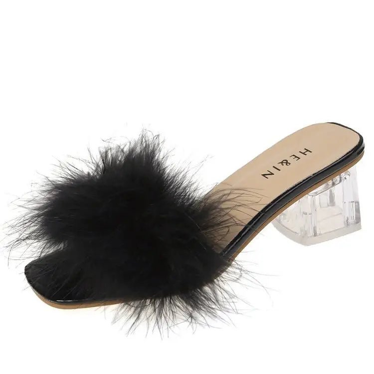 Mules Sandal Women Summer Outdoor Fashion Slippers Square Toe High Heels Office Ladies Feather Slides Chic Classics Furry Shoes - Sogni di moda - Sogni di moda - 14:1745#Black;200000124:200000338 - Mules Sandal Women Summer Outdoor Fashion Slippers Square Toe High Heels Office Ladies Feather Slides Chic Classics Furry Shoes - Sogni di moda - Sogni di moda - 14:1745#Black;200000124:200000338 - 48348980150619|48348980183387|48348980216155|48348980248923|48348980281691|48348980314459|48348980347227