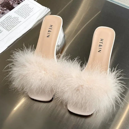 Mules Sandal Women Summer Outdoor Fashion Slippers Square Toe High Heels Office Ladies Feather Slides Chic Classics Furry Shoes - Sogni di moda - Sogni di moda - 14:365615#Creamy - white;200000124:200000898 - Mules Sandal Women Summer Outdoor Fashion Slippers Square Toe High Heels Office Ladies Feather Slides Chic Classics Furry Shoes - Sogni di moda - Sogni di moda - 14:365615#Creamy - white;200000124:200000898 - Mules Sandal Women Summer Outdoor Fashion Slippers Square Toe High Heels Office La