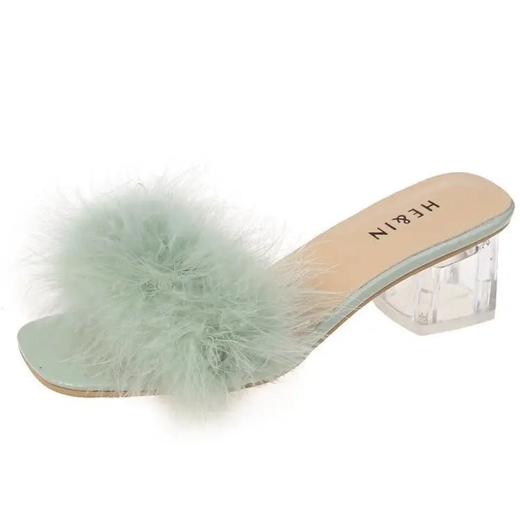 Mules Sandal Women Summer Outdoor Fashion Slippers Square Toe High Heels Office Ladies Feather Slides Chic Classics Furry Shoes - Sogni di moda - Sogni di moda - 14:771#Green;200000124:200000338 - Mules Sandal Women Summer Outdoor Fashion Slippers Square Toe High Heels Office Ladies Feather Slides Chic Classics Furry Shoes - Sogni di moda - Sogni di moda - 14:771#Green;200000124:200000338 - 48348980445531|48348980478299|48348980511067|48348981002587|48348981035355|48348981068123|48348981100891|4