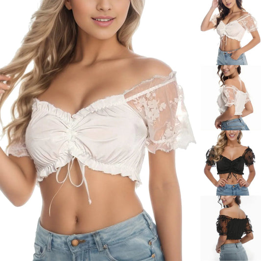 Plus Size Donne Elegante Camicetta Dirndl In Pizzo Per Top E Camicette Da Oktoberfest Crop Top Solido Con Coulisse Blusa Mujer Moda 2023 - Sogni di moda - Sogni di moda - 14:29#White;200007763:201441035;5:100014065#XL - Plus Size Donne Elegante Camicetta Dirndl In Pizzo Per Top E Camicette Da Oktoberfest Crop Top Solido Con Coulisse Blusa Mujer Moda 2023 - Sogni di moda - Sogni di moda - 14:29#White;200007763:201441035;5:100014065#XL - Plus Size Donne Elegante Camicetta Dirndl In Pizzo Per Top E