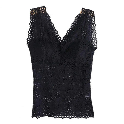 Tank Top V - neck Padded Vest Spaghetti Straps All - Match Sexy Lace Long Bra Crochet Vest Inside Wear - Sogni di moda - Sogni di moda - 14:193;5:438#3XL - Tank Top V - neck Padded Vest Spaghetti Straps All - Match Sexy Lace Long Bra Crochet Vest Inside Wear - Sogni di moda - Sogni di moda - 14:193;5:438#3XL - 48216325914971|48216326013275|48216326275419|48216326537563|48216326635867 - Black - 3XL - Black - 3XL - 
